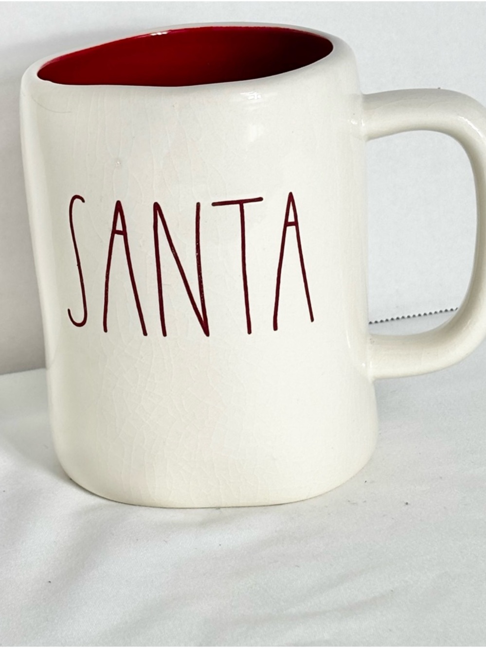 Rae Dunn Cream Mug with Red Lettering 'SANTA'